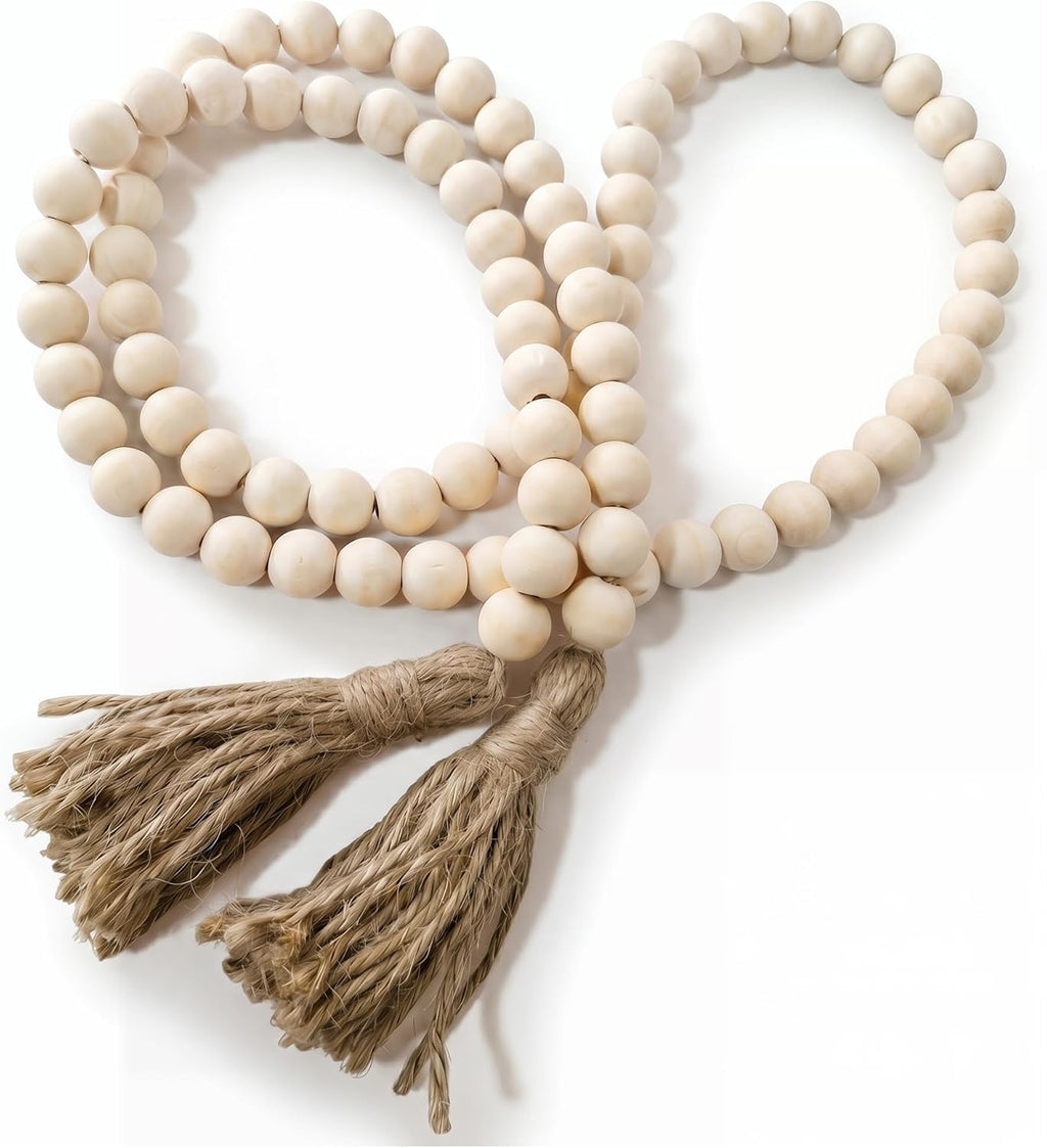 Natural Wood Bead Tassel Garland